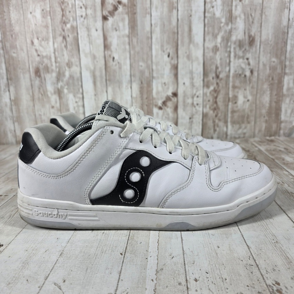 Saucony Spot-bilt Hangtime Low White Black Leather Sneakers S70561-2 Mens 11